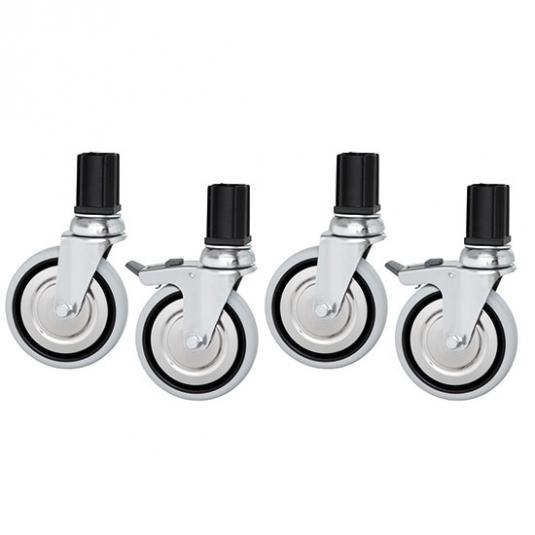 4 Rollen (2 davon mit Feststellbremse)