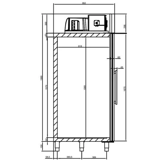 Mastro Bäckereitiefkühlschrank 850 Liter mit 1 Glastür | Edelstahl | -10° / -20°C