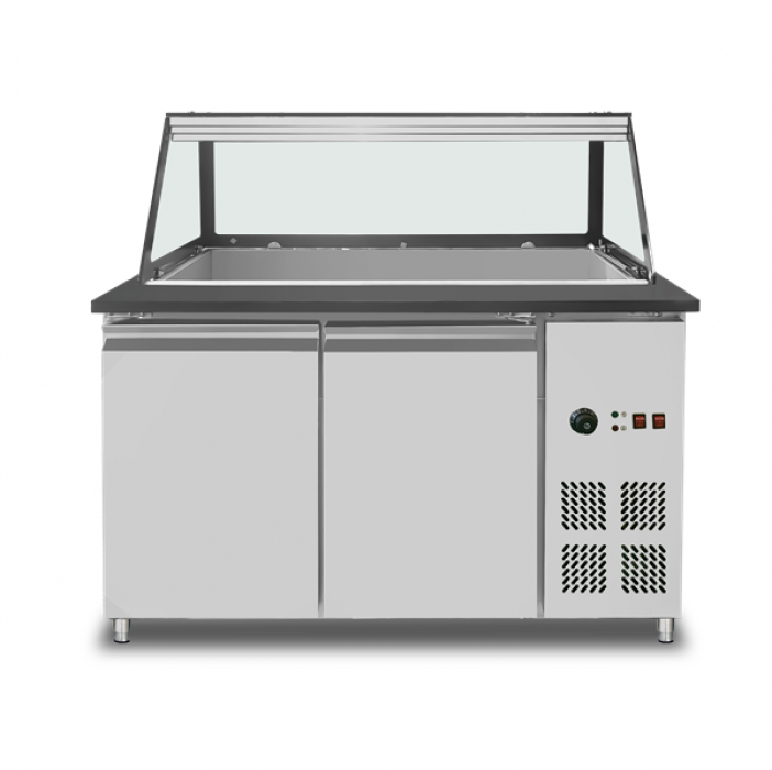 Bain-Marie-Theke 4x GN 1/1 Black Star Galaxy Granit 153x82x85,5 cm