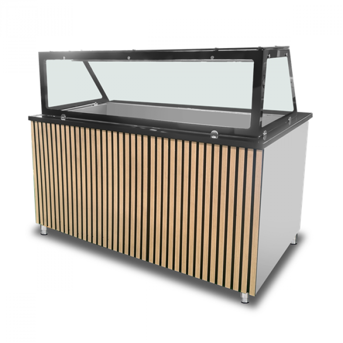 Bain-Marie-Theke 4x GN 1/1 Black Star Galaxy Granit 153x82x85,5 cm