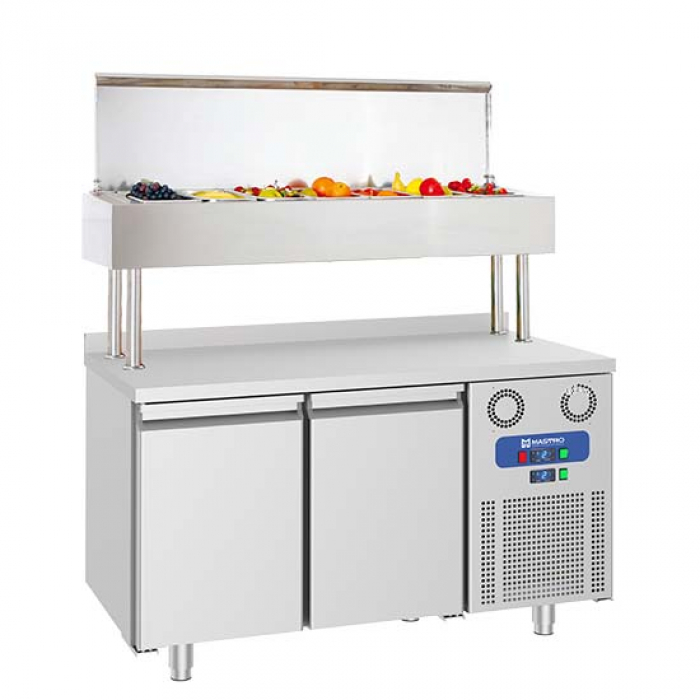 Kühltisch 2-türig GN mit Kühlaufsatzvitrine 7x GN 1/3 - Gastrohot
