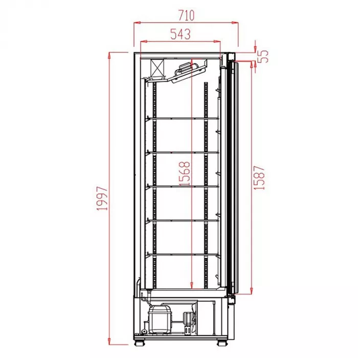 Kühlschrank 1 Glastür Schwarz Jde-600R Bl