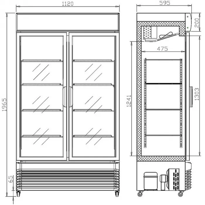 Combisteel Kühlschrank mit 2 Glastüren 7455.1390 | Umluftkühlung | 750 Liter