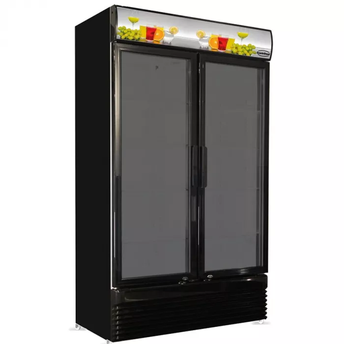 Combisteel Glastürkühlschrank mit 2 Glastüren schwarz | 780 Liter