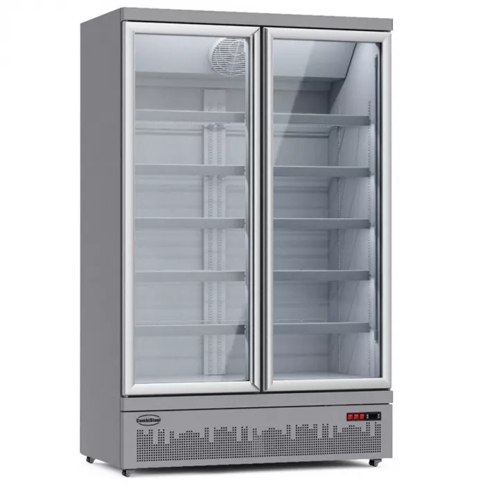 Combisteel Glastürkühlschrank weiß mit 2 Flügeltüren | 1000 Liter