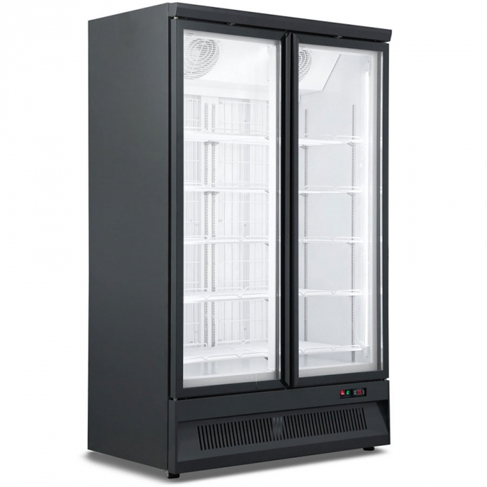 Kühlschrank mit 2 Glastüren SVO-1000R - Energiesparender Gewerbe-Kühlschrank mit LED-Beleuchtung und digitalem Display