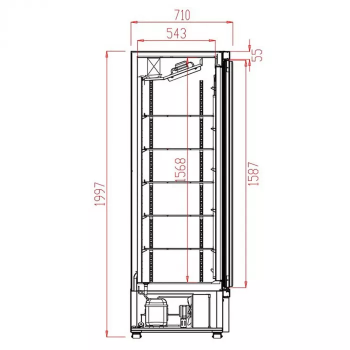 Combisteel JDE-2025L Getränkekühlschrank mit 4 klappbaren Glastüren | 2025 Liter | Schwarz