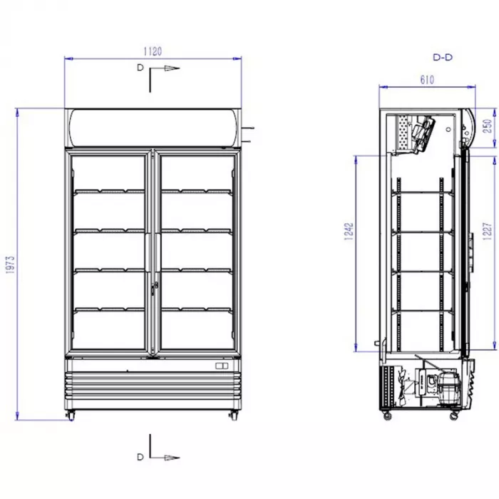 Kühlschrank 2 Glastüren Fcu-750