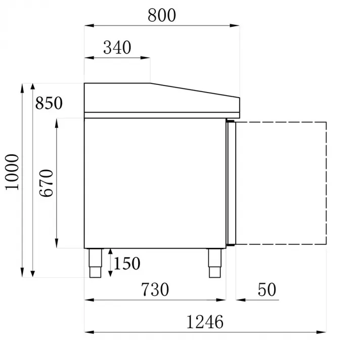 Combisteel Pizzatisch mit 2 Türen | Umluftkühlung | 390 Liter | B1510 x T800 x H1000 mm