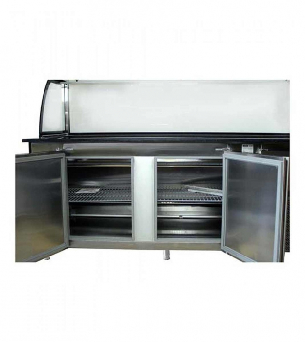 Salattheke (Dönertheke) | 5 x 1/1GN & 1 x 2/4 GN | B2000 x T850 x H1300 mm | Bordeaux-Schwarz