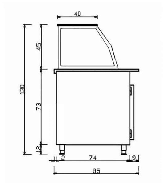 Salattheke (Dönertheke) | 5 x 1/1GN & 1 x 2/4 GN | B2000 x T850 x H1300 mm | Bordeaux-Schwarz
