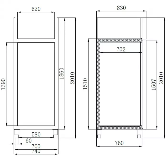 EASYLINE Kühlschrank 700 / 1-türig GN2/1 - Monoblock