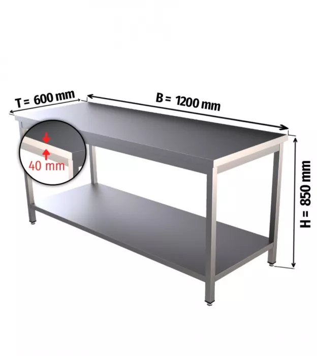 Edelstahl Arbeitstisch 120x60 cm mit Grundboden