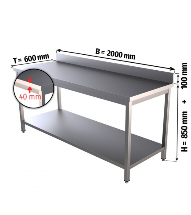 Edelstahl Arbeitstisch 200x60 cm