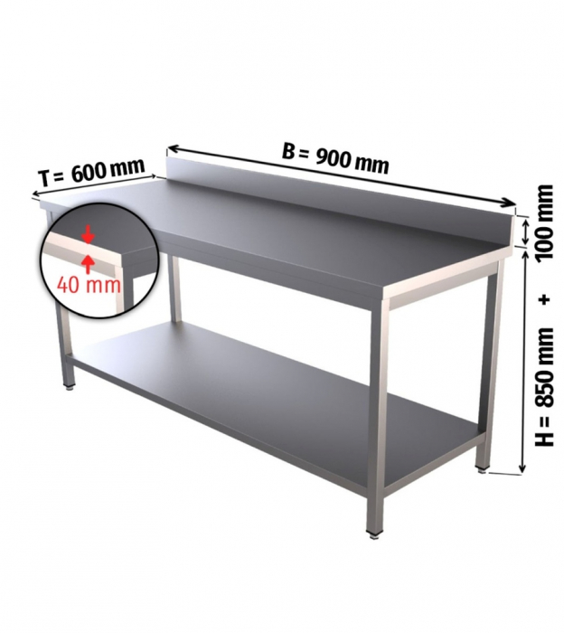 Edelstahl Arbeitstisch 90x60 cm