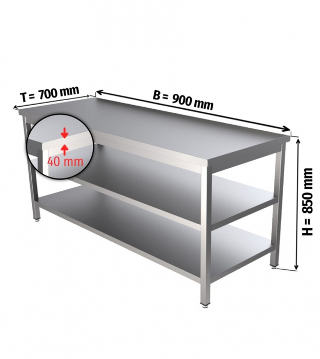 Edelstahl Arbeitstisch, 90x70 cm