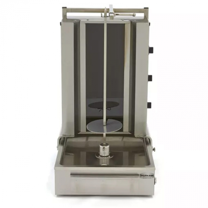 Elektro Dönergrill mit 3 Brenner Motor am Boden 40 kg - Professioneller Dönergrill für Gastronomie und Imbiss mit 3 Brennern und 40 kg Kapazität.