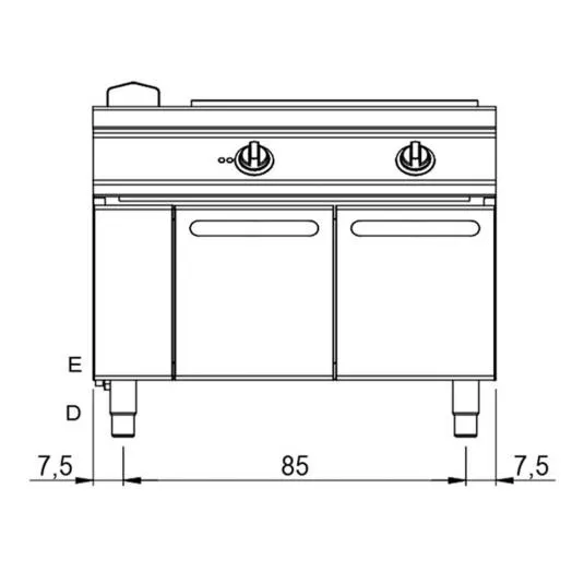 Elektro-Glühplattenkochfeld auf Unterbau mit Türen | Bedienung beidseitig B100xT1100xH870