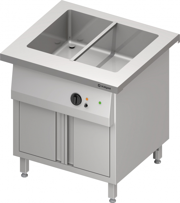 Bain-Marie-Station   mit 2x GN1/1 Becken und Flügeltüren, 799x750x880 mm