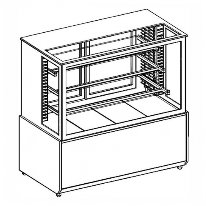 Fleischvitrine Statisch | B1500xT750xH1300 mm | Bordeaux-​​Schwarz