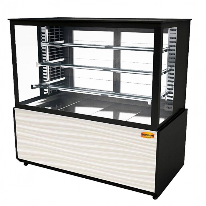 Fleischvitrine Weiss Statisch | 1250x750x1300 | Bordeaux-​Schwarz