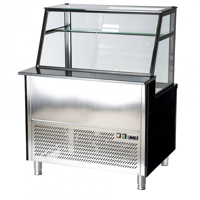 Fleischvitrine Umluftkühlung | B1000xT850xH1300 mm | Weiß-​​​Schwarz