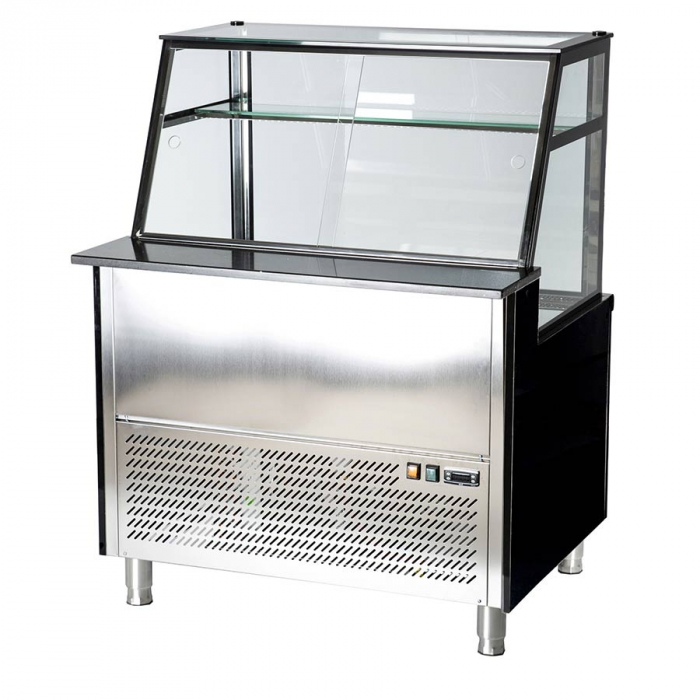 Fleischvitrine Umluftkühlung | B1250xT850xH1300 mm | Weiß-​​Schwarz