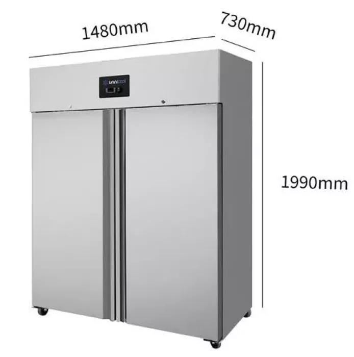 Gefrierschrank 1200 Liter aus Edelstahl mit 2 Türen