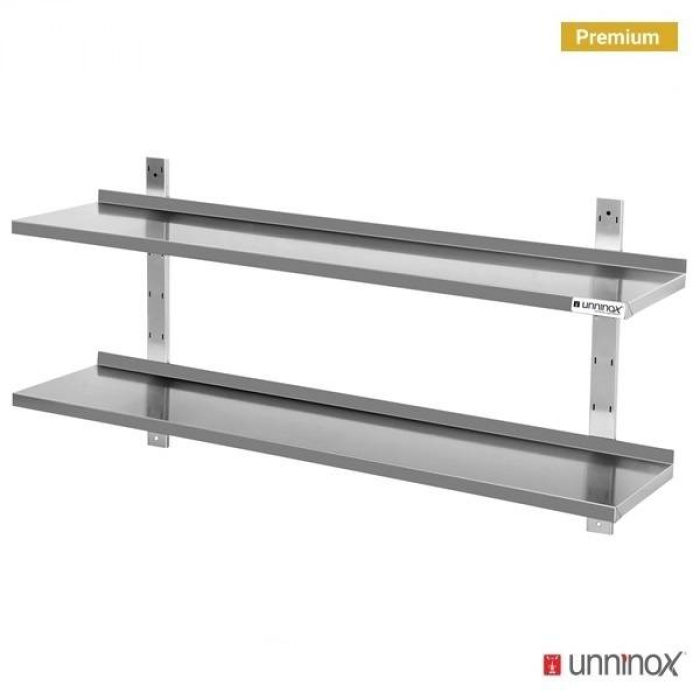 UNNINOX Wandregal 1800 × 400 mm, 2 Ablageebenen