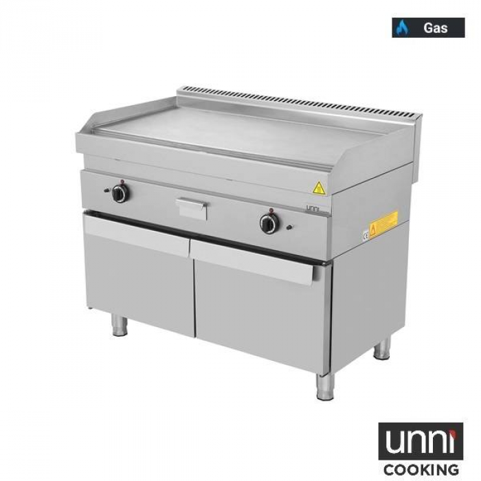 Gas-Braadplaten 650 SERIES glad roestvrij staal met buisbrenner