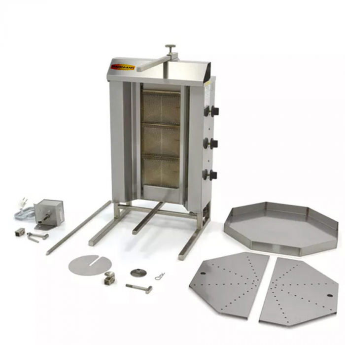 Gas-Dönergrill mit 3 Brenner | Motor an der Spitze | 30 kg