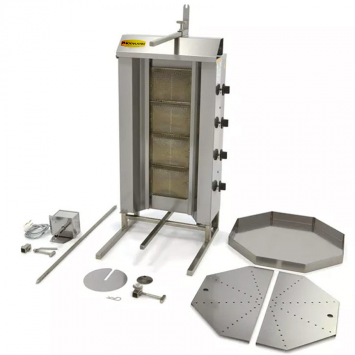 Gas-Dönergrill mit 4 Brenner | Motor an der Spitze | 50 kg