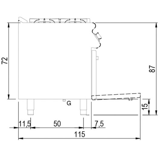 Gas-Glühplattenherd auf statischem Gasofen | GN 2/1 | 2 Brenner B800xT730xH870