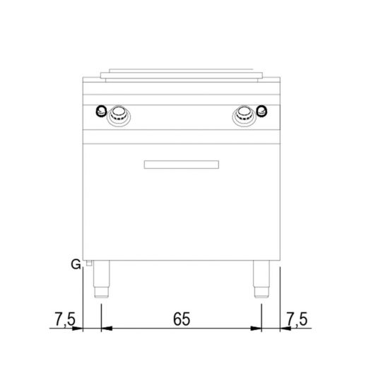 Gas-Glühplattenherd auf statischem Gasofen | GN 2/1 | 2 Brenner B800xT730xH870