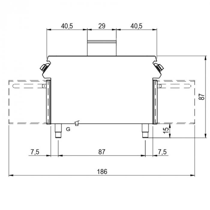 Gas-Grillplatte glatt auf Unterbau mit Türen | Bedienung beidseitig | 14kW