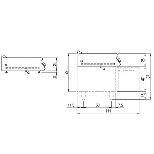 Mastro Gas-Grillplatte 12 kW | Tischmodell | 1/3 gerillt und 2/3 glatt