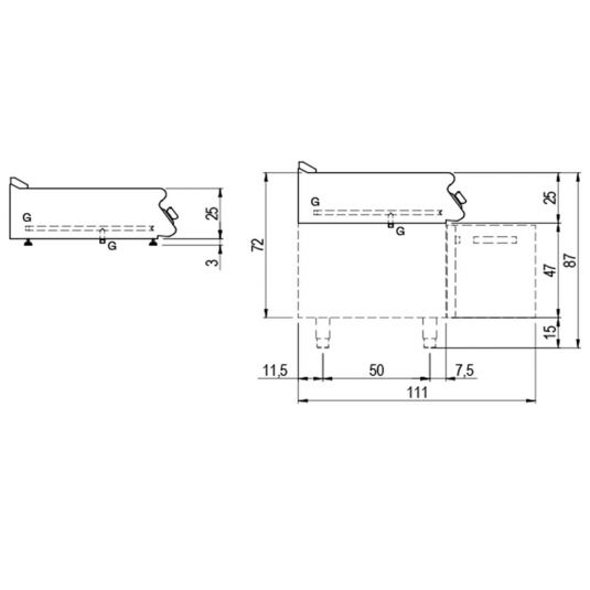 Gas-Grillplatte Tischmodell | Gerillte Platte | 6kW