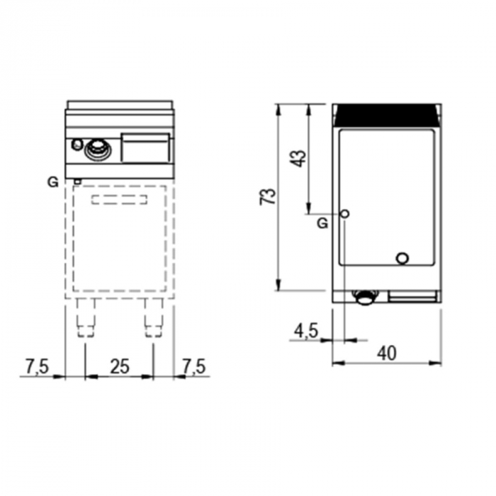 Gas-Grillplatte Tischmodell | Gerillte Platte | 6kW