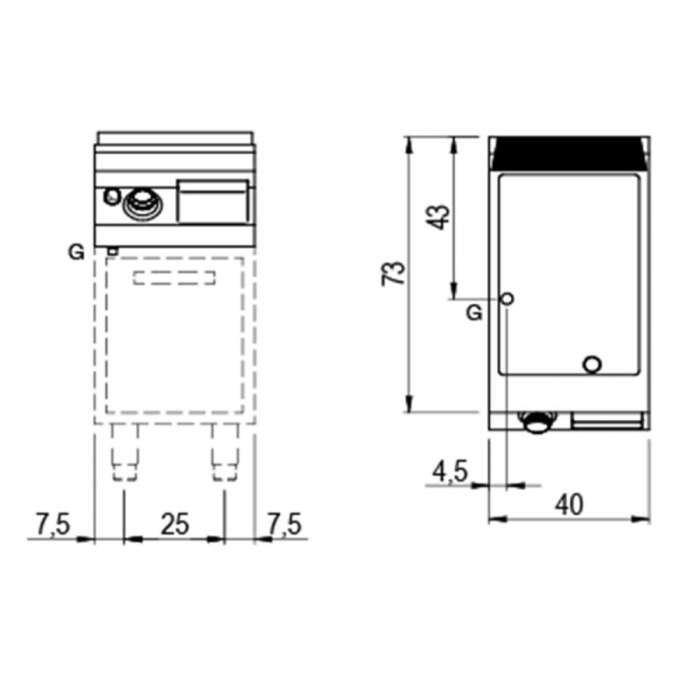 Gas-Grillplatte Tischmodell | Glatte verchromte Platte | 7kW