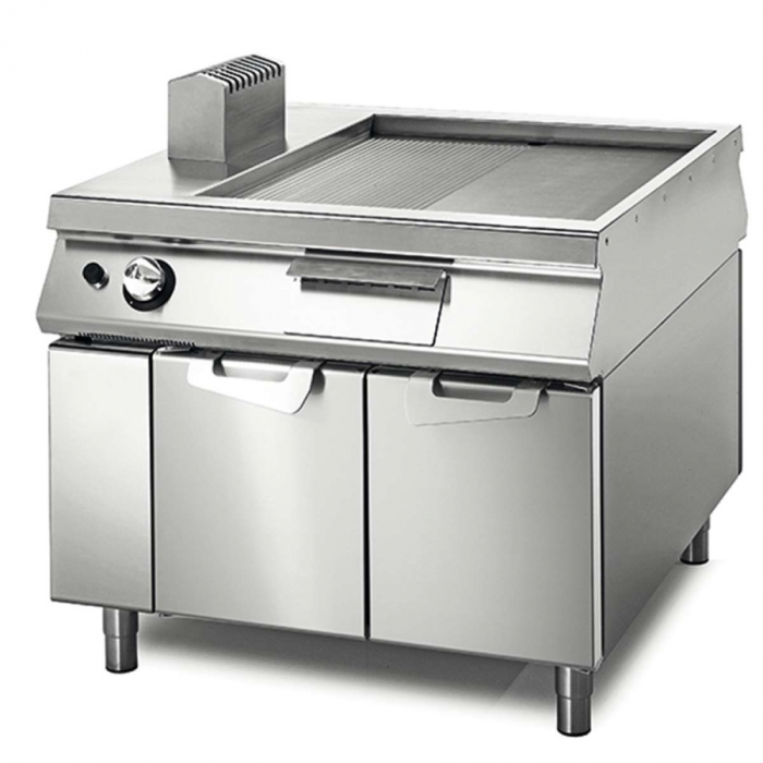 Gas-Grillplatte verchromt ½ glatt ½ gerillt 14kW