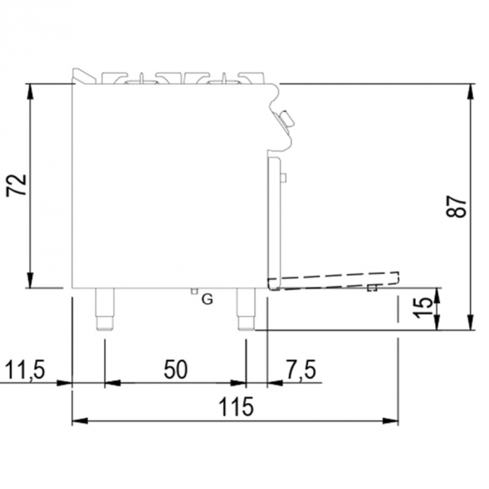 Gasherd auf statischem Elektroofen | GN 2/1 und geschlossenem Schrank | 6 Brenner B1200xT730xH870
