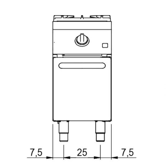 Gaskochfeld 2 Brenner auf Unterbau mit Türen | Bedienung beidseitig B400xT1100xH870