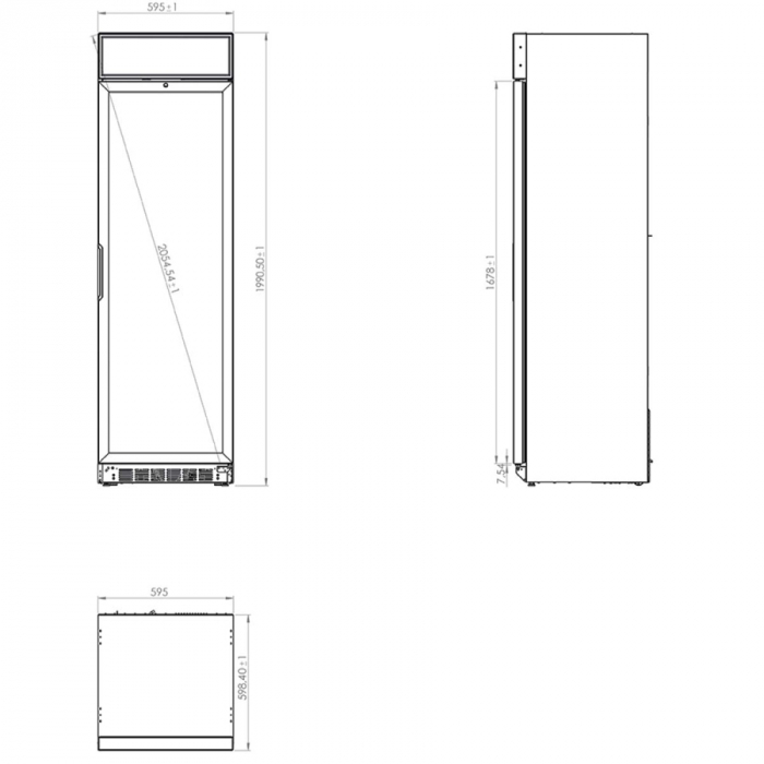 Mastro Getränkekühlschrank 373 Liter mit 1 Glastür und Werbedisplay | 5 Roste | Schwarz