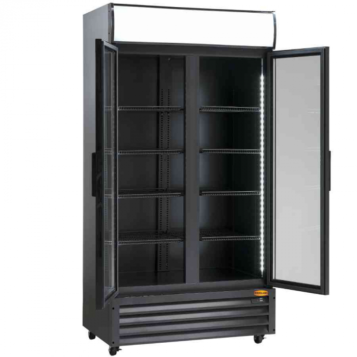 Getränkekühlschrank mit 2 Flügeltüren | 776 Liter | Schwarz