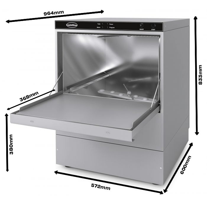 Geschirrspülmaschine Frontbedienung Ent 500-230 Dp Dde mit Abwasserpumpe und Spülmitteldosierer | Combisteel 7082.0060