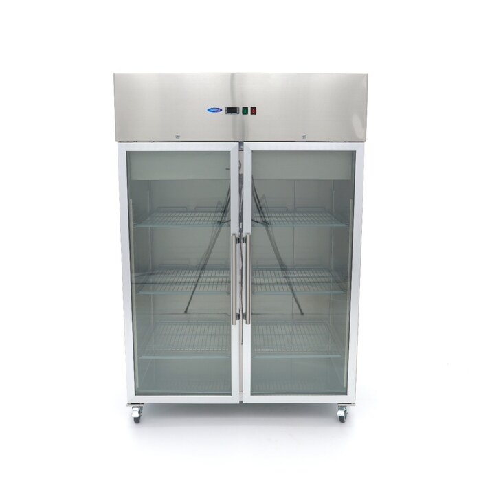 Maxima Kühlschrank · 1200 l · 6 Einstellbare Regale (2/1 GN) · Rostfreier Stahl · mit Glastür · 09400013