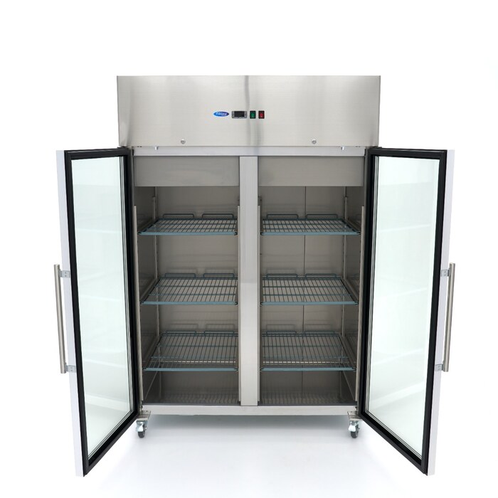 Maxima Gefrierschrank · 1200 l · 6 Einstellbare Regale (2/1 GN) · Rostfreier Stahl · mit Glastür · 09400018
