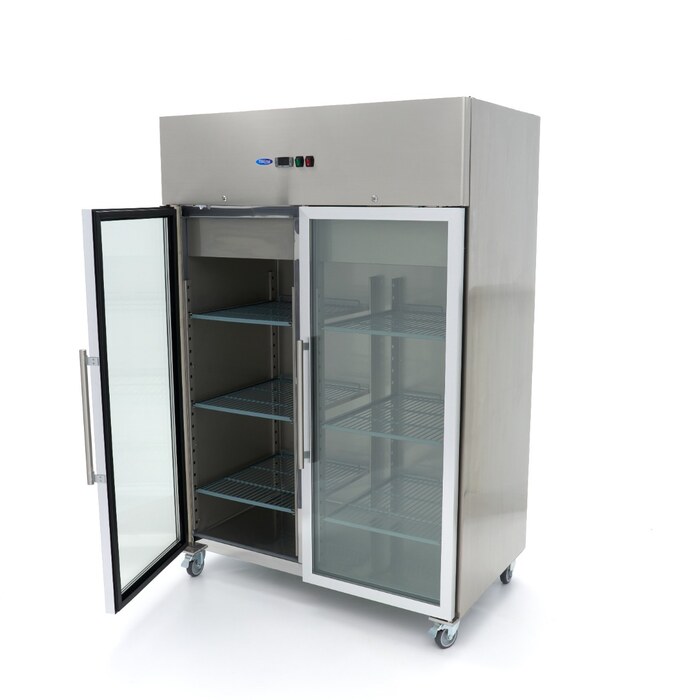 Maxima Kühlschrank · 1200 l · 6 Einstellbare Regale (2/1 GN) · Rostfreier Stahl · mit Glastür · 09400013