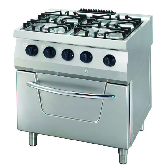 Maxima Heavy Duty Fornuis · 4 Pitten · Dubbel · 70 cm Diep · 33 kW · Gas incl. Elektrische Oven