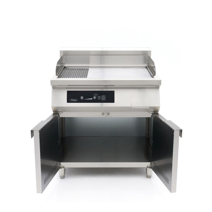 Maxima Induktions-Grillplatte 700 · Glatt & Gerillt · 10.000 W · Doppel · Mit Untergestell · 09371100